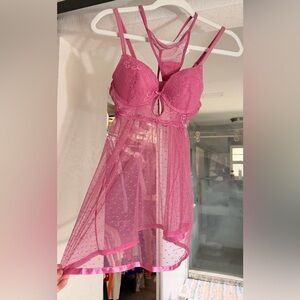 Pink Lace Babydoll Lingerie